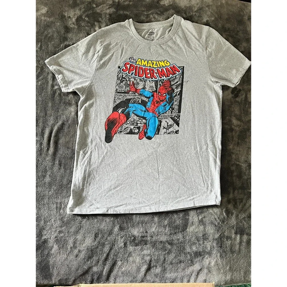 Marvel Spiderman Graphic T-Shirt Tee Heather Gray Men's Size Large - Picture 1 of 4